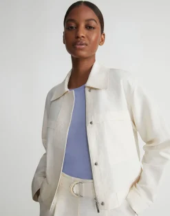 Silk-Linen Tapered Bomber Jacket