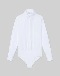 Stretch Cotton Button Down Bodysuit