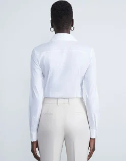 Stretch Cotton Button Down Bodysuit