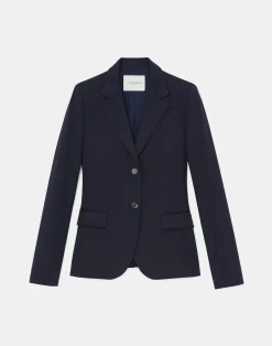 Stretch Wool Two-Button Blazer