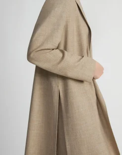 Virgin Wool Silk-Linen Open Front Duster