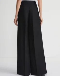 Viscose-Linen Twill Thames Button Wide Leg Pant