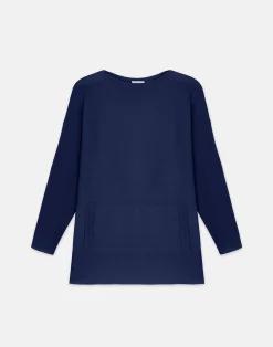 Wool-Cashmere Link Stitch Bateau Neck Sweater