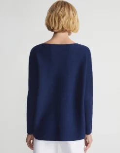 Wool-Cashmere Link Stitch Bateau Neck Sweater
