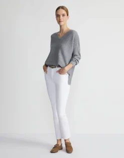 Wool-Cashmere Ribbed V-Neck Sweater