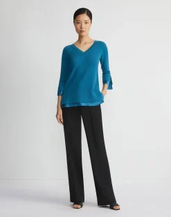 Wool-Cashmere Silk Trimmed Sweater