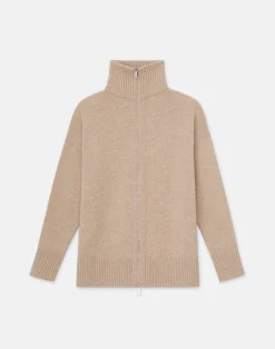 Wool-Cashmere Zip Front Cardigan