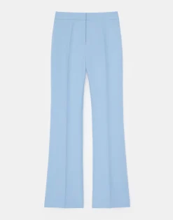 Wool-Silk Crepe Gates Flared Ankle Pant