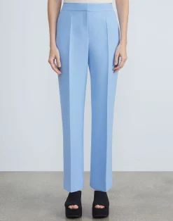 Wool-Silk Crepe Gates Flared Ankle Pant