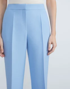 Wool-Silk Crepe Gates Flared Ankle Pant