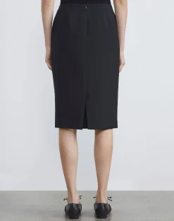 Wool-Silk Crepe Pencil Skirt