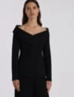 Wool-Silk Crepe Portrait Collar Jacket