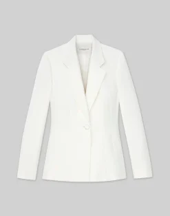 Wool-Silk Crepe Single Button Blazer
