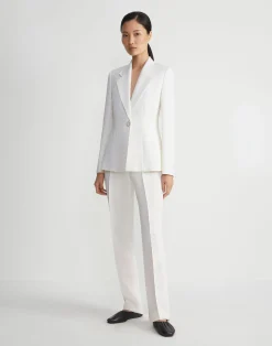 Wool-Silk Crepe Single Button Blazer
