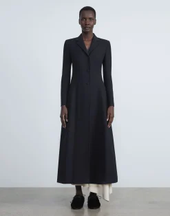 Wool-Silk Crepe Three-Button Academy Coat