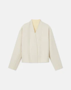 Wool-Silk Double Face Reversible Open Front Jacket